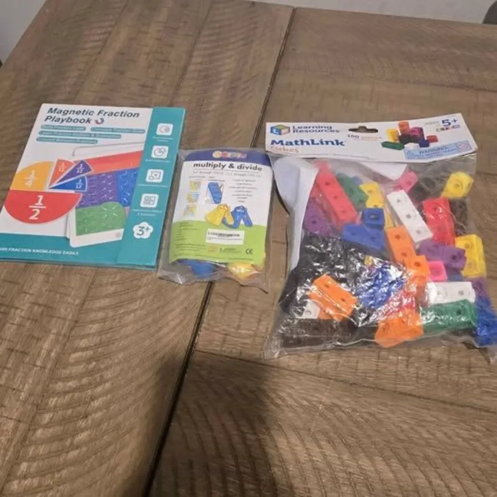 Elementary math manipulatives lot - multiplication division fractions linking cu